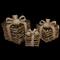 Lighted Rattan Gift Boxes with Burlap Bows Tabletop Christmas Decorations Set